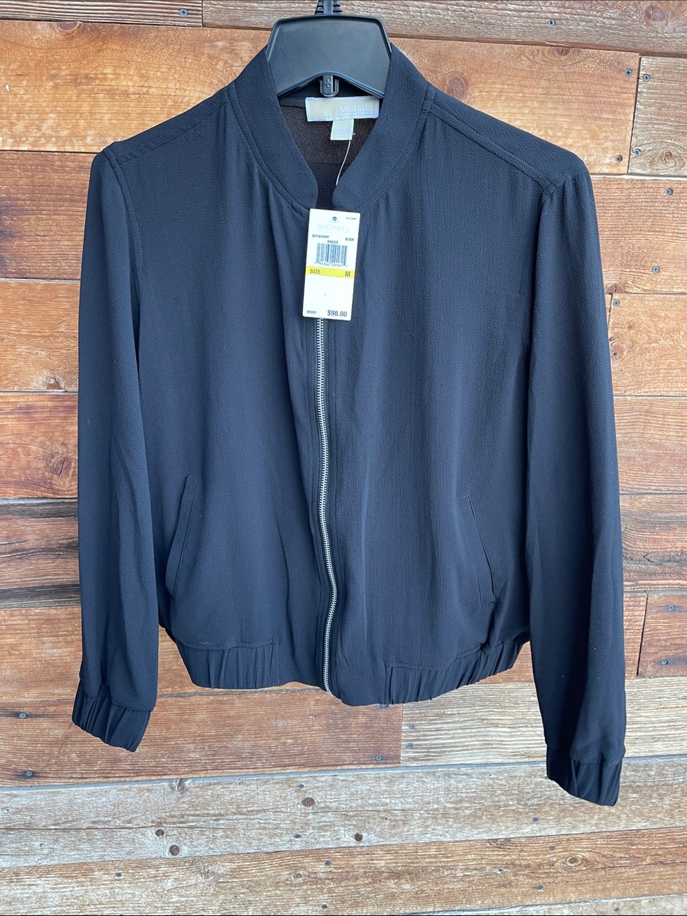 MICHAEL Michael Kors Black Zip-Front Bomber Jacket